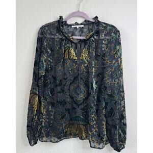 Violet & Claire Velvet Burnout Top Shirt Blouse Women’s L Whimsigoth Fairy Artsy